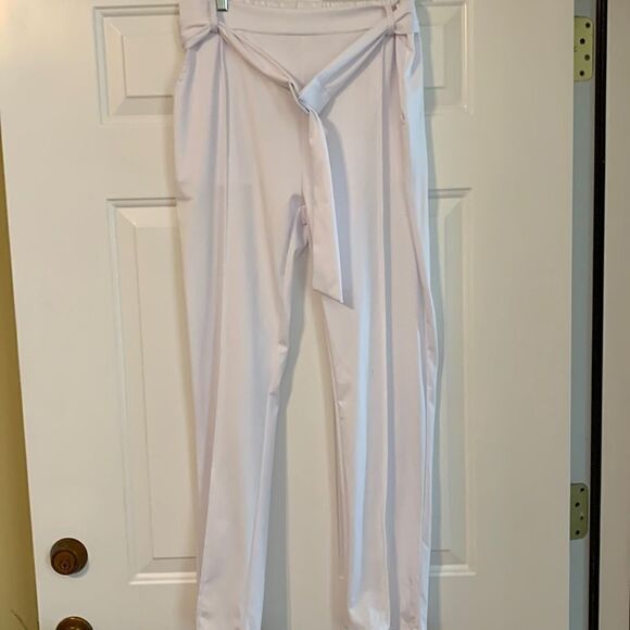 Pure White XL High waist white belted pants.  NWOT - Picture 3 of 8